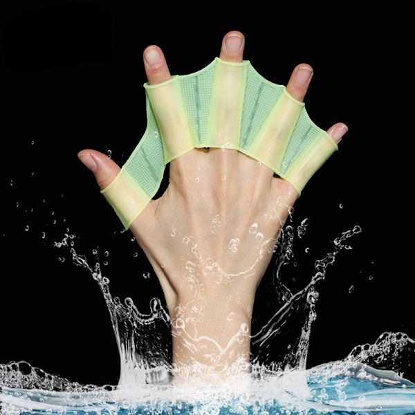 1 par silikon simhandskar Finger Frog Typ Webbed Vattenträning Large green L