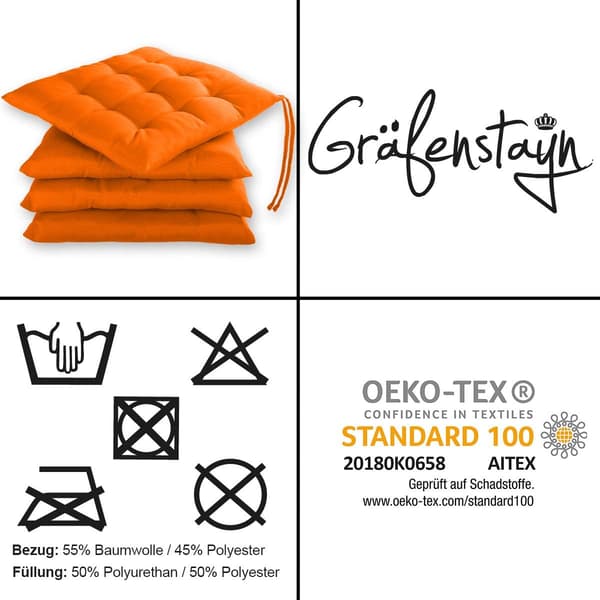 NineClouds Sæt med 4 Havehynder/Polyester Havesædehynde - Orange Farve Orange