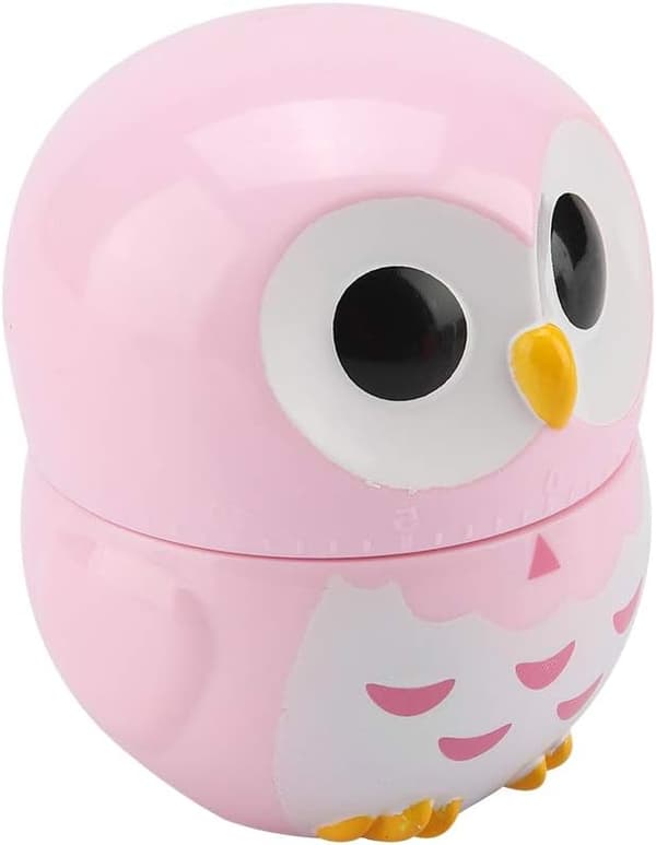 Timer, søt ugleformet timer, manuell baketimer - rosa pink