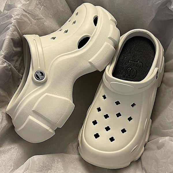 Sommartid utomhus halkfria externa slitage andningsbara, tjocka bottenhålskor kvinnliga（off white） White