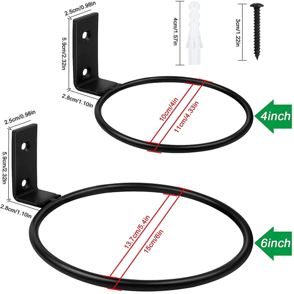 2 st metallring blomkruka 6 tum/15 cm liten planteringskruka ring väggmonterade planteringsfästen 15cm