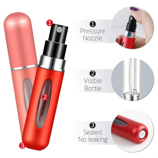 2 stk. påfyllbare parfymeatomizerflasker, bærbare mini separate parfymeflasker, reise- og utfluktspraybokser dispensere 5 ml/0,2 oz (rød) Red
