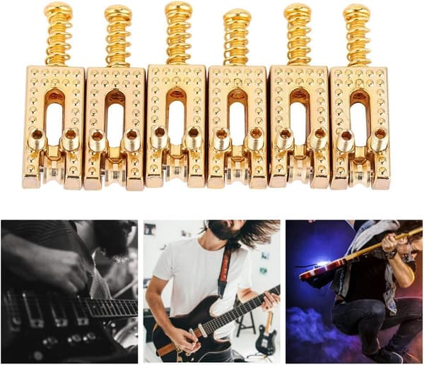 6 st gitarrstallar elektrisk gitarr rullbro stall tremolo stallar för 6 strängar Tele elektrisk gitarr（guld） gold