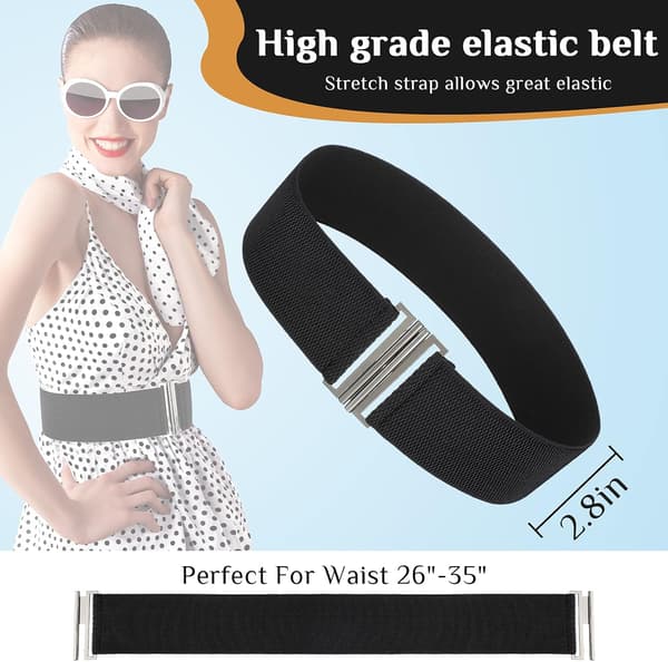 Bredt Elastisk Midjebelte Vintage Stretch Elastisk Belte Retro Elastisk Bredt Belte Cinch Belte, Svart