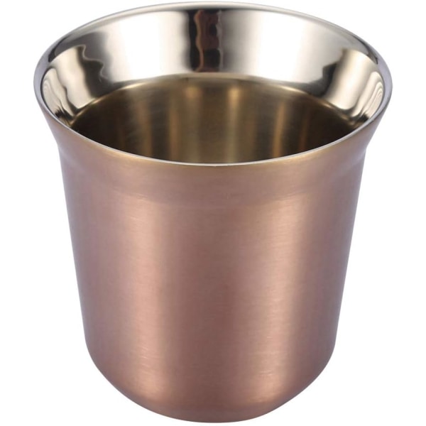 Rostfritt stål dubbelväggig kaffekopp ölmugg tekoppar 85 ml för drickskopp (roséguld) rose gold