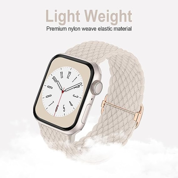 Vävd soloring kompatibel med Apple Watch Band 38 mm 40 mm 41 mm Justerbart elastiskt band för kvinnor och män iWatch Series 8 7 6 5 4 3 2 1 38/40/41mm