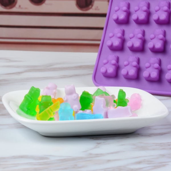 Gummy Bear Candy Molds Silikon med 2 droppare Nonstick Silikon för livsmedelsklass paket med 4