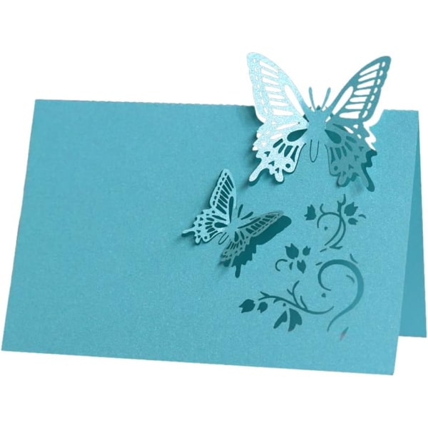 Paket med 50 placeringskort Namnkort för bröllopsfjärilar Platskort för bröllopsbekräftelse (blå) blue