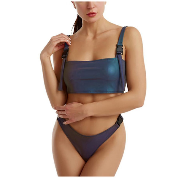 Baddräkt Bikini Set Färgglad glödande baddräkt Two Piece Beach Bikini M m