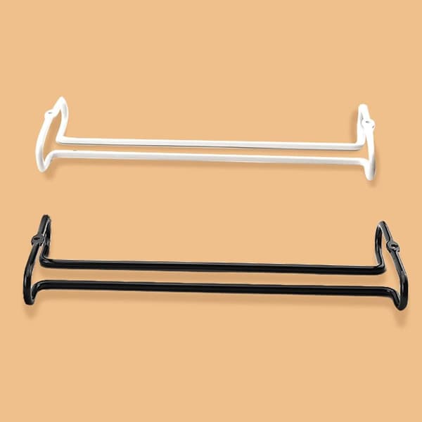Vinglasholder, glasholder til ophængning i baren, 25 x 9 x 3 cm, 2 stk. (sort) Black