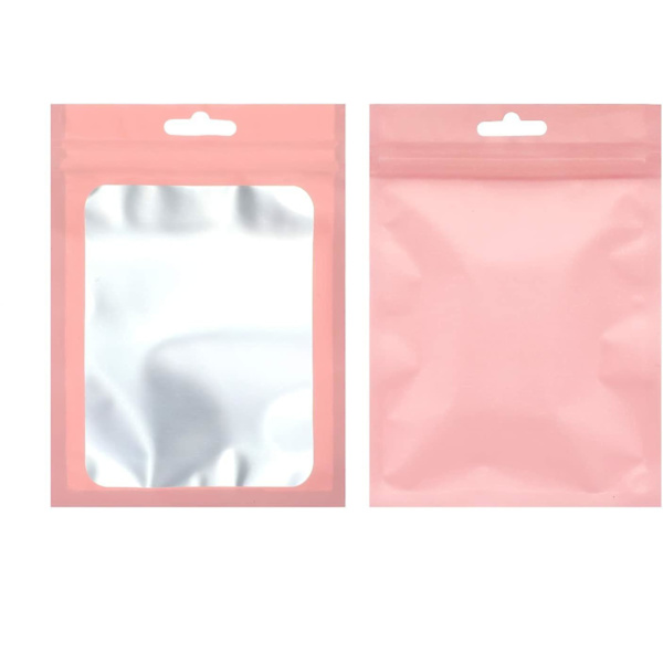 100 st Mylar-påsar Återanvändbara läckagesäkra tätningsbara smyckespåsar (8X13CM, rosa) pink 8*13cm