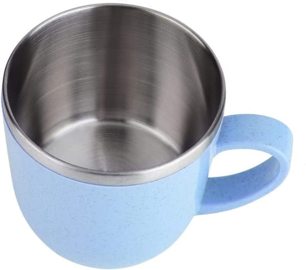Termoskopp i rustfritt stål og hvetestrå, isolert kaffe-/melkekrus
