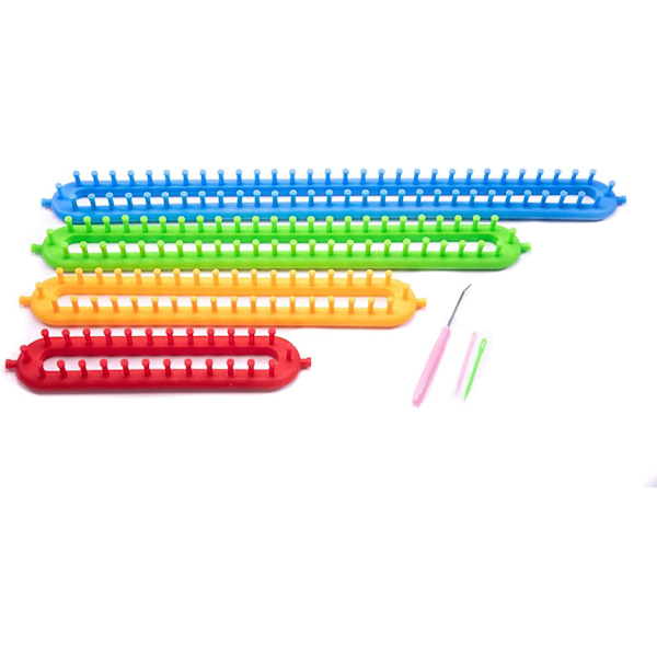 Lång stickningsvävset - Easy Knit 4-delad pinnväv med 2 stift, krokverktyg och instruktionsblad（stil 1） color 1