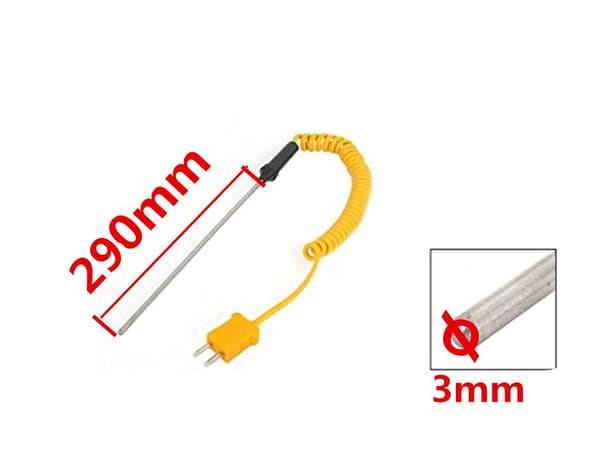 290x3mm K-typ termoelement i rostfritt stål sond temperaturregulator