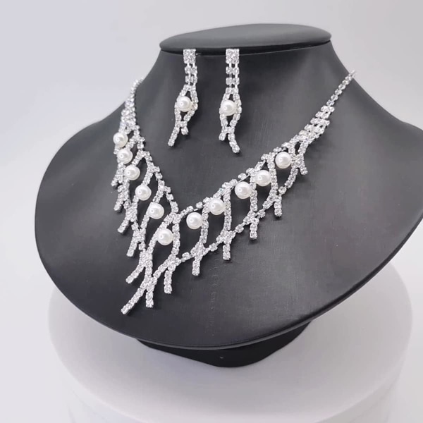 Rhinestones Halsband och örhängen uppsättningar för kvinnor, pärlbröllop bröllop smycken set presenter