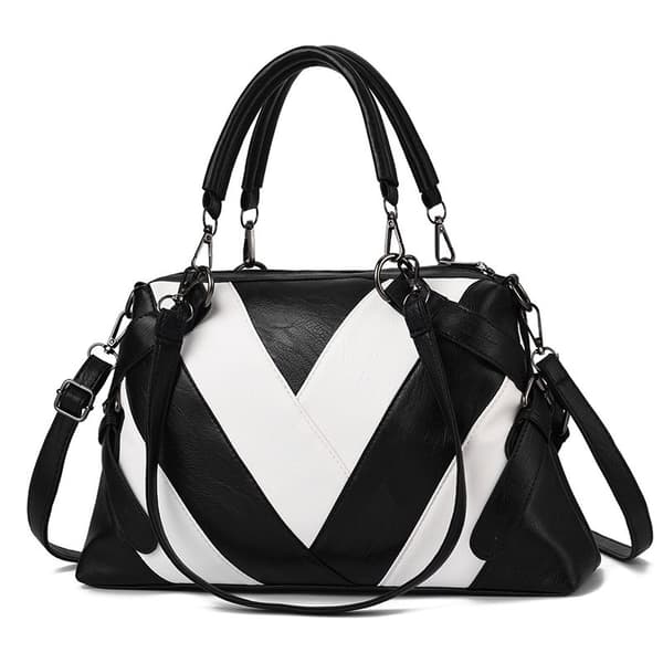 Damehåndtasker Stor Crossbody Taske (Sort og Hvid)