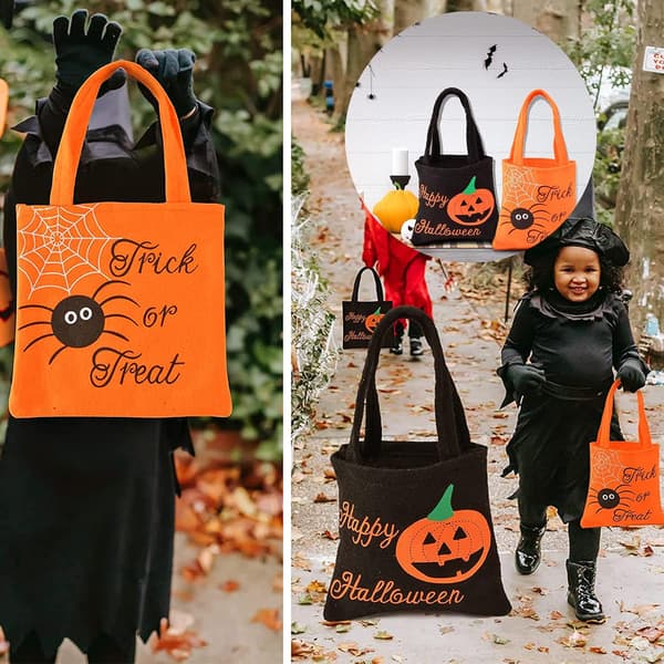 Halloweenfestdekorasjoner Gresskar Godteripose Bæreveske 2 Stykker