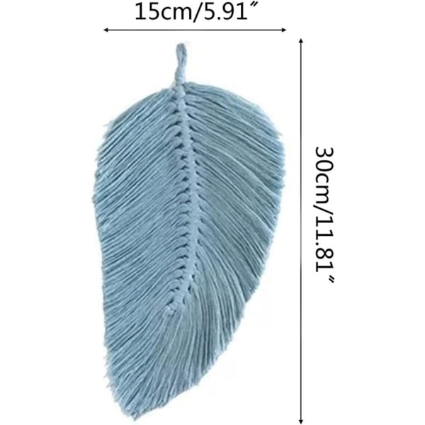2-pack Macrame väggdekoration Boho dekoration Blad vävd gobeläng för vardagsrumsdekoration (Blå) Blue