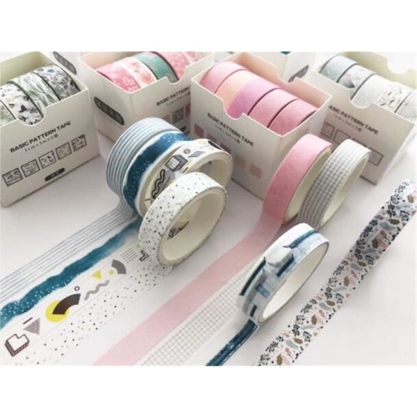 Washi tejp kreativ handbok tejp, maskeringstejp självhäftande tejp DIY Scrapbook jul presentinslagning dekoration 10 rullar*1CM*3M color 5