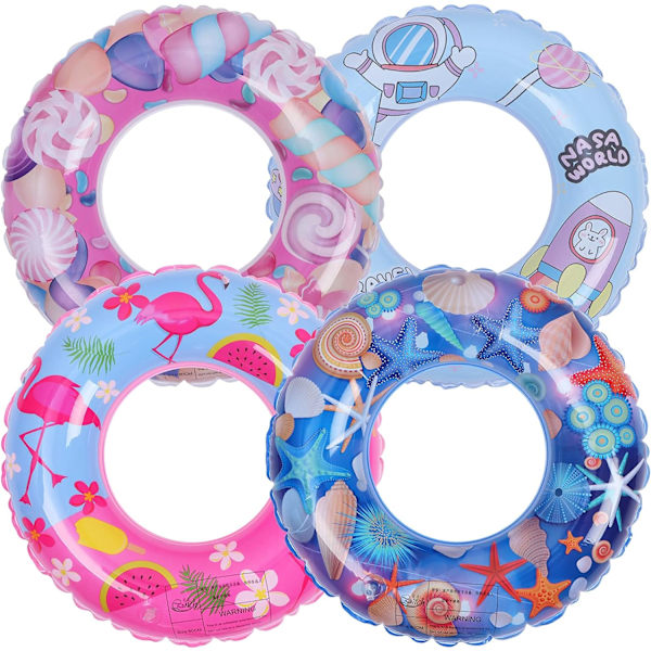 Uppblåsbara poolringar för barn, 4-pack