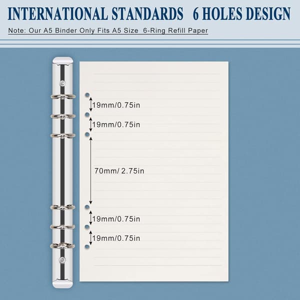 Læder A5 Ringbind Planner Notesbog Planner med Magnetisk Spænde (Indre Papir Ikke Inkluderet) - Blå Blue