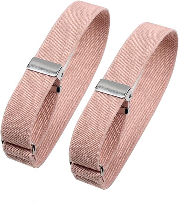 Elastisk justerbar armbånd skjorte strømpebånd ermeholdere (rosa) Pink