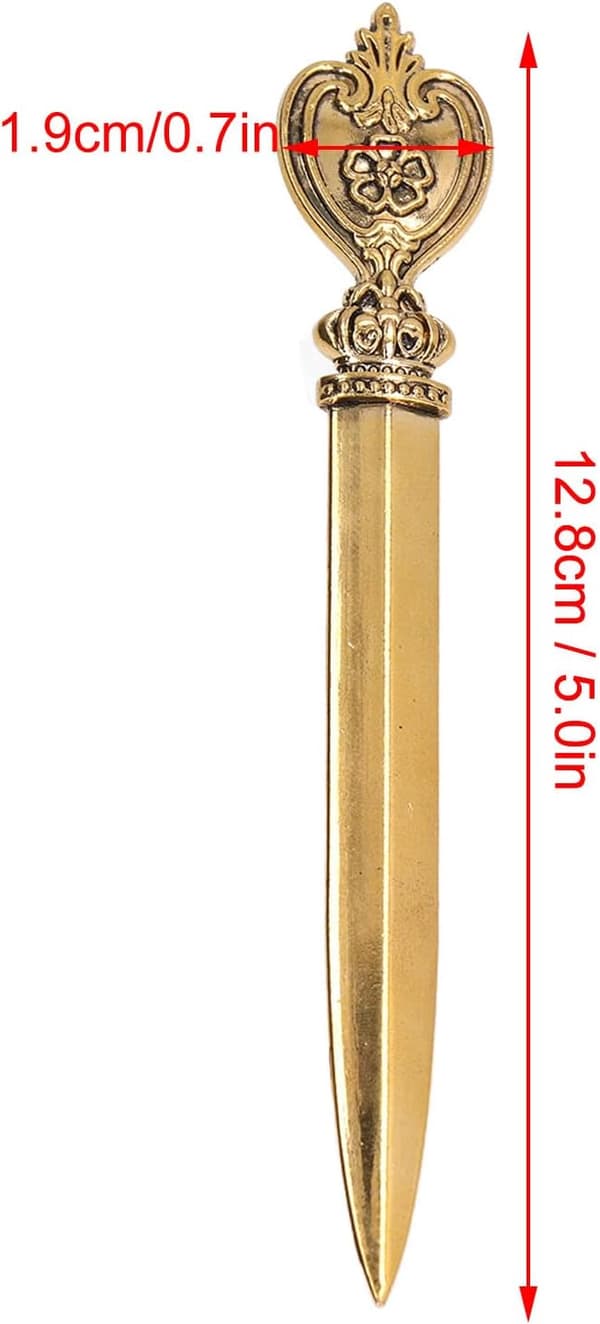 1 stk. brevåbner hæftefjerner værktøj retro elegant kuvertåbner (guld) color 2