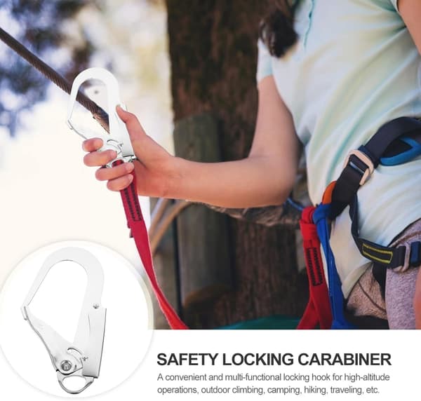 Dubbel lås Armeringsjärn Snap Hook Säkerhetsfallskydd Lanyard Hook Multifunktionella Karabiner