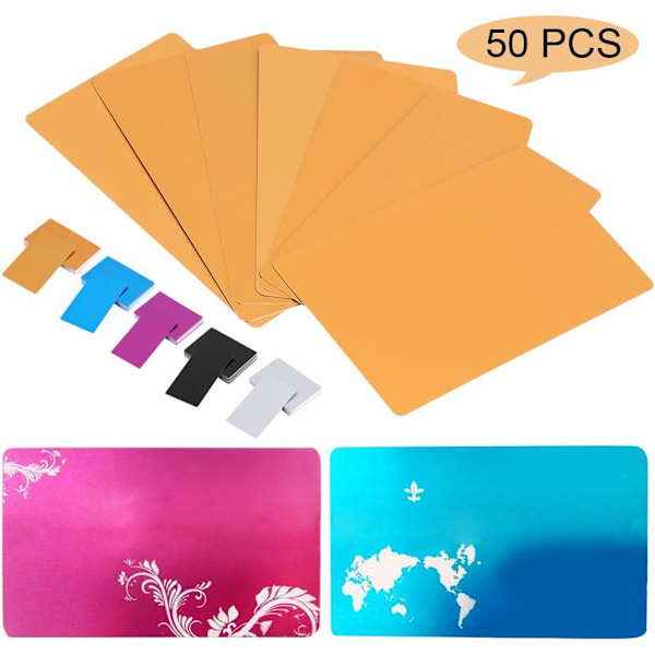 50 ark metall visitkort tomma lasergraverade DIY tomma visitkort (gul) gold