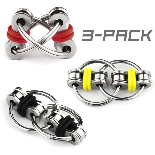 Stressreducerare för cykelkedjor, fidgetreducerare för vuxna och barn (3-pack)