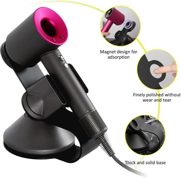 Magnetisk hårfønerholder, stålhårføner, kompatibel, Dyson Organizer Diffuser Dyser, Sølv Silver