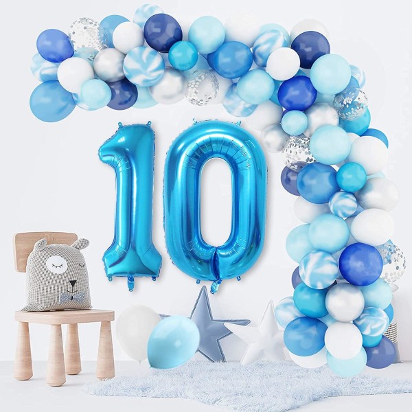 1 st 40 tum stor digital folieballong för födelsedagsfestdekorationer (blå, 8) Blue 8