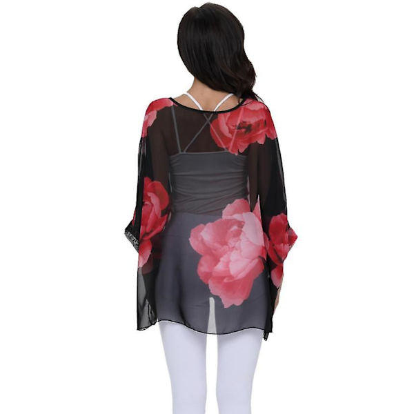 Kvinnors Chiffon Bohemisk Solskydd Strandkläder Bikini Cover Ups red