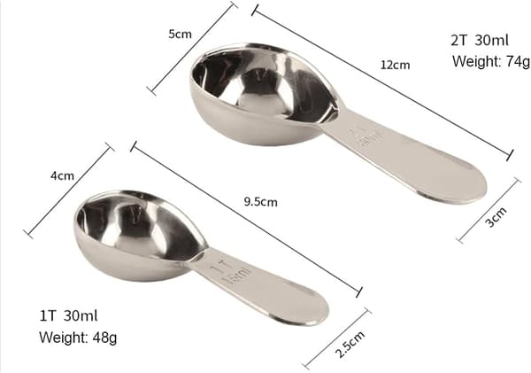 Kaffeskje i rustfritt stål, 2 sett med kaffeskjeer (15ML+30M)