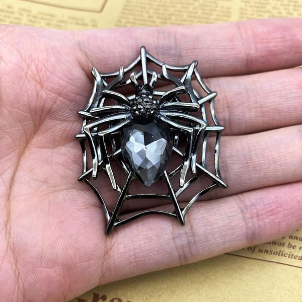 Halloween Rhinestone Krystaller Spindelvev Dråpe Edderkopp Brosje Pin klestilbehør