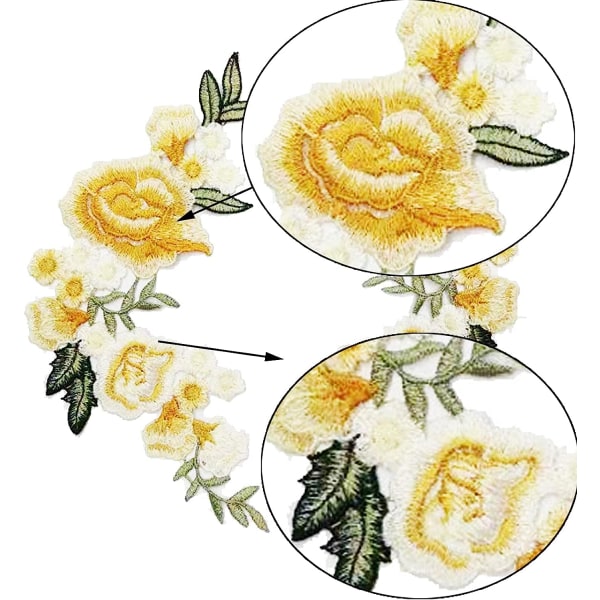 Vattenlösliga färgglada blommor kläder broderi lappar DIY lappar (gul) 1 par yellow