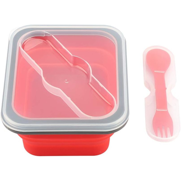 Camping Bärbar Silikon Fällbar Lunchlåda (Röd, 600ml) 1 Styck