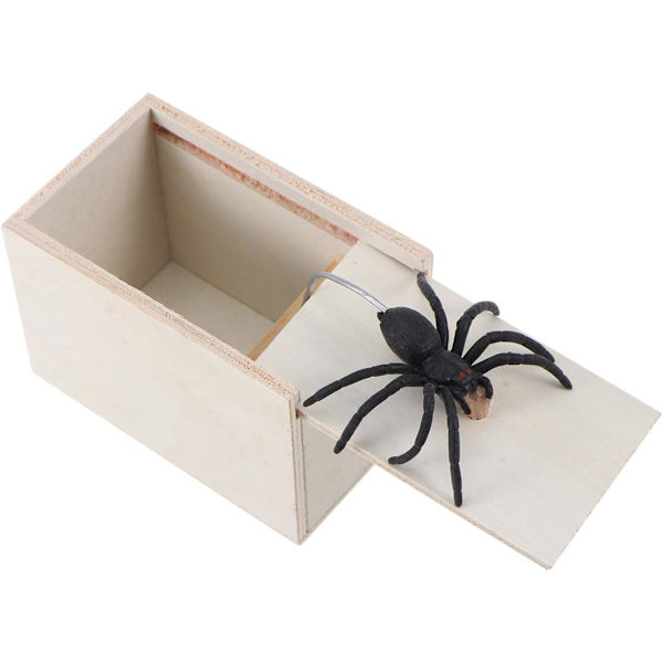 Halloween träspindel rekvisita skämt skrämma låda leksaker (vit låda spindel) 1 stycken color 2