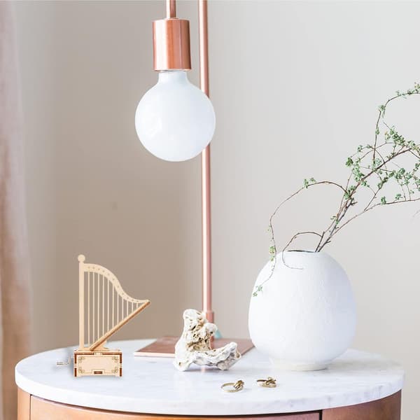 Børns DIY håndsving træskåret spilledåse (harpe) 1 stk