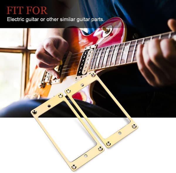 2 st pickup metall pickup ringar, platta humbucker monteringsring för elgitarr (guld) Gold