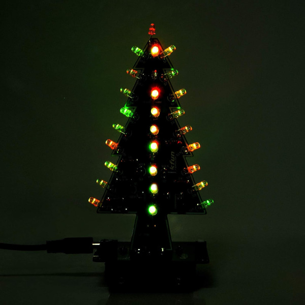 3D tredimensionell Tre-färgad julgran LED elektronisk övning DIY kit