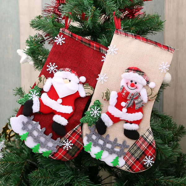 Julstrumpor Set 4 st Julgran Hänge Santa Boot Presentpåse