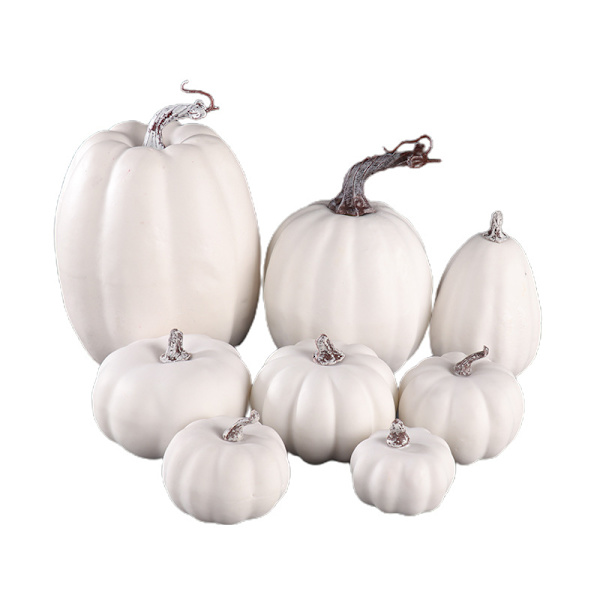 Höst Halloween utomhusdekor Mini falska pumpor (vita) 8 st