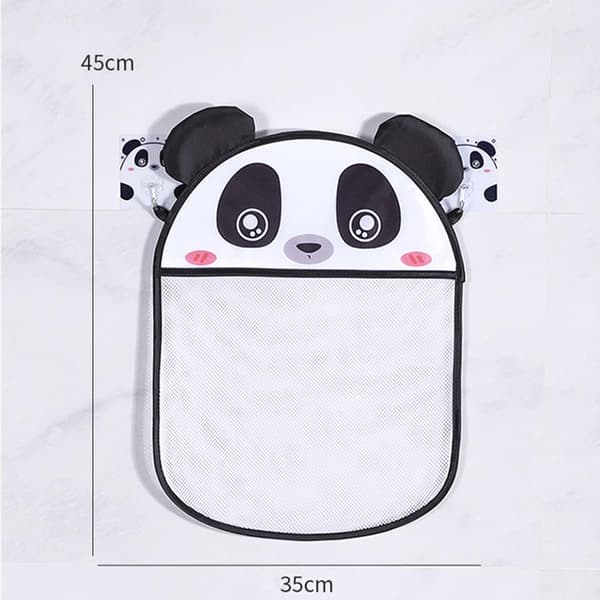 Panda badelegetøjsopbevaring, badenet til legetøj med 2 selvklæbende kroge, 2 sugekopper