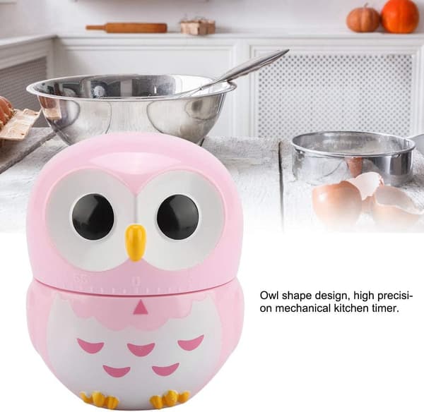 Timer, søt ugleformet timer, manuell baketimer - rosa pink