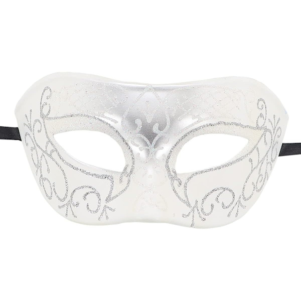 Par Maskerad Mask Metall Järn Fjäril Bal Mask (Silver Vit) 2 Stycken silver