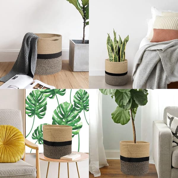 2-pack jute rep planterkorg, 30 cm + 20 cm, modern vävd förvaringskorg