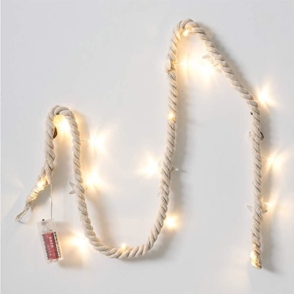 LED-skal-fe-ljus, 15 LED-lampor, sjöstjärneskal, havsbatteridriven, 1,5 m (beige bomullsrep) Beige