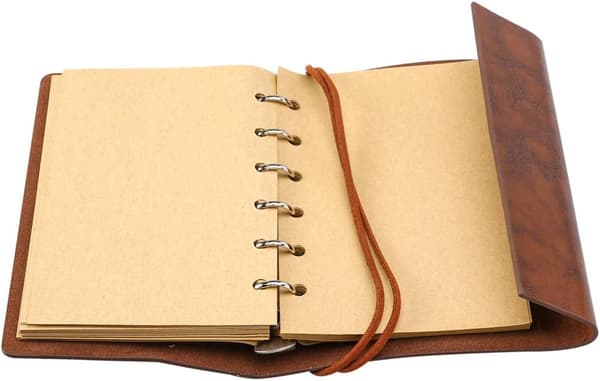Journal rejsedagbog anker ringbind snorbundet blank notesbog