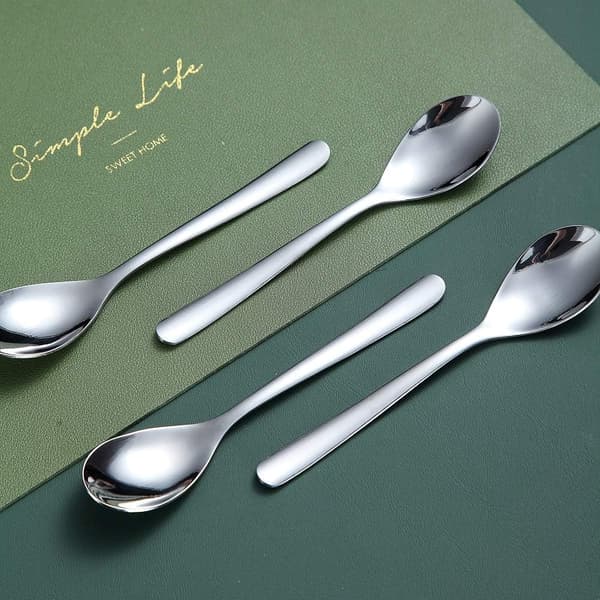 5,5 tommer mini kaffeske i rustfrit stål køkkenbestik 12 stk (sølv) Silver